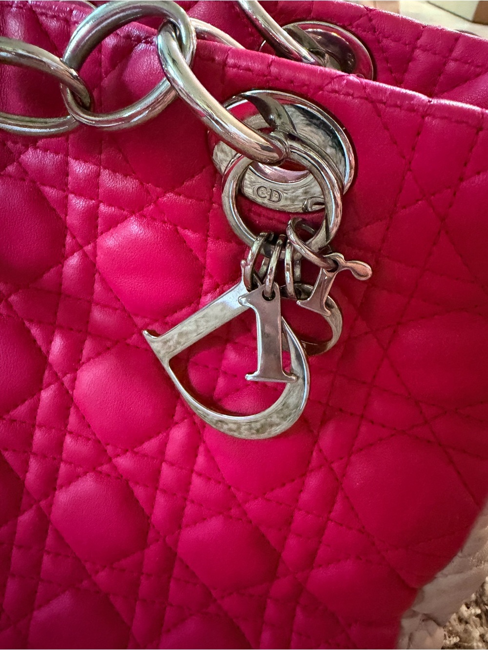 Dior Pink Quilted Shoulder Bag with light pink Side Panels silver hardware - Picture 12 of 12
